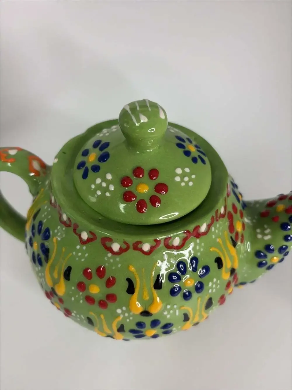 Handmade Ceramic Teapot Green Food Safe 5”x5”. Food Safe